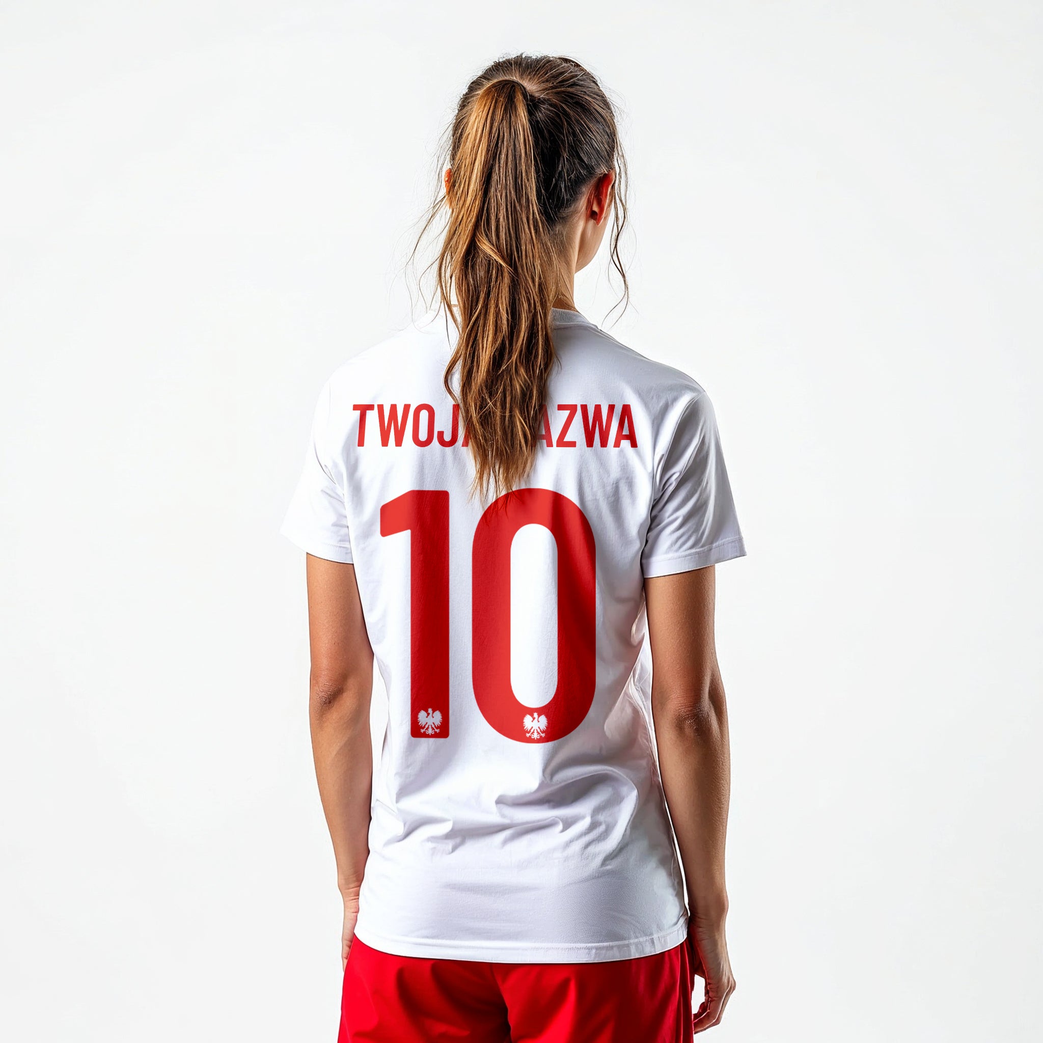 Maglia da calcio da donna polacca con il tuo nome e numero