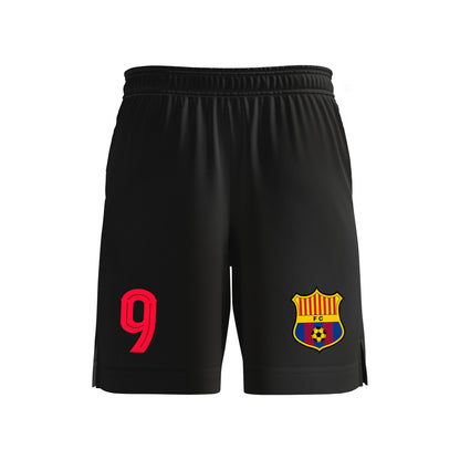 Czarne Spodenki Barcelona z własnym Numerem