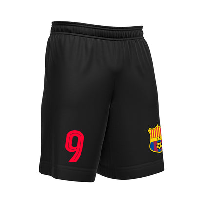 Czarne Spodenki Barcelona z własnym Numerem